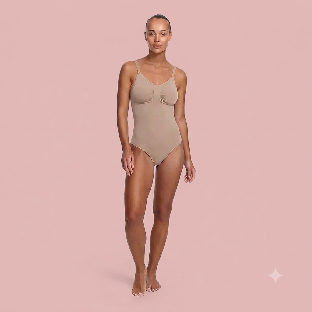 Andningsbar shapewear-body med magkontroll och rumplyft